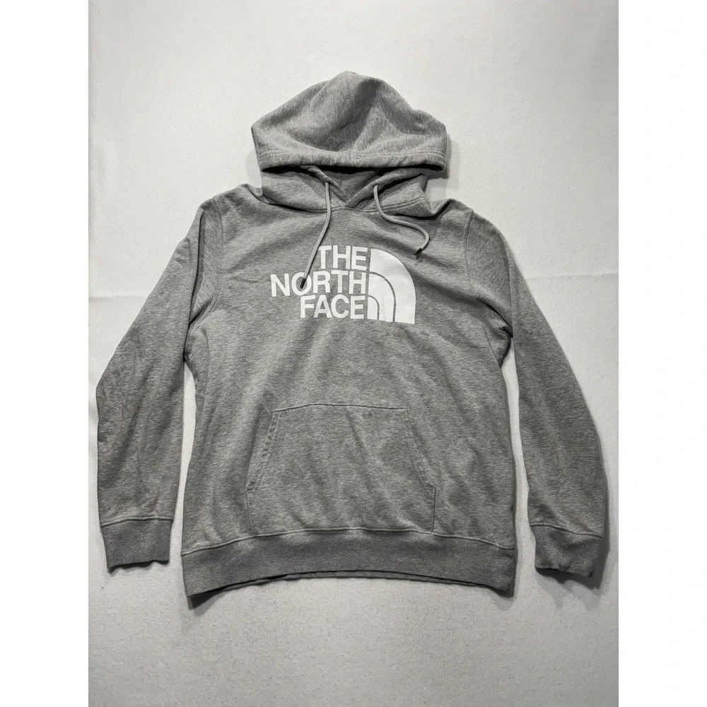 The North Face Hoodie Mens XL Gray Fleece Pullover Logo Kangaroo Pocket Outdoor